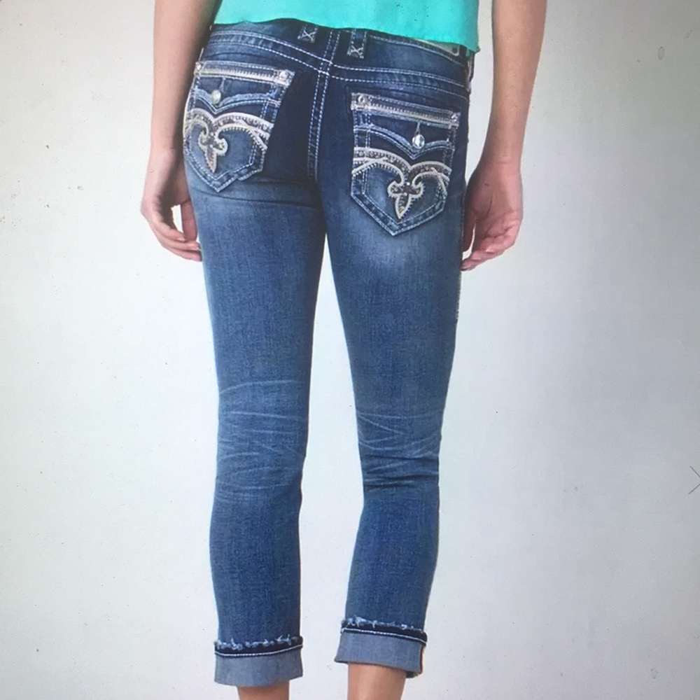 Rock Revival Pilkin Embellished Stretch Cropped Jeans size 29